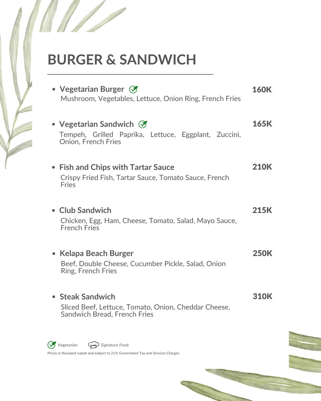 BURGER & SANDWICH
